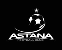 FC Astana Club Symbol Logo White Kazakhstan League Football Abstract Design Vector Illustration With Black Background