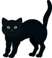 Cute black cat in a greeting pose. Vector illustration