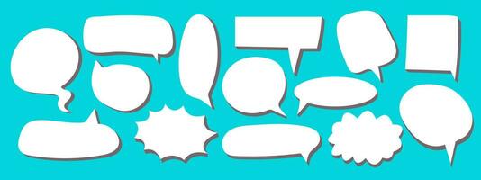 Set of different speech bubble. Bubbles collection on turquoise background. Vector illustration.