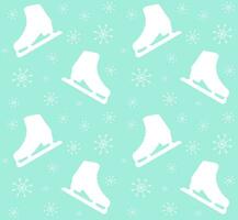 Vector seamless pattern of ice skates and snow