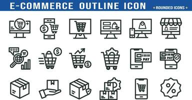 Pack of 18 outline ecommerce icons vector