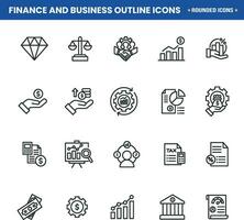 Finance and business outline icons set vector