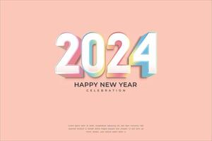 Happy New Year 2024 3D Cinematic Rainbow Glow Text for Banner or Poster vector