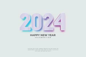 Happy New Year 2024 3D Cinematic Rainbow Glow Text for Banner or Poster vector