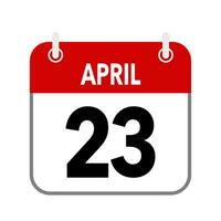 23 April, calendar date icon on white background. vector