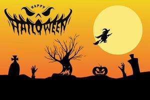 contento Víspera de Todos los Santos evento plano bandera vector modelo. Víspera de Todos los Santos modelo aterrador, escalofriante dibujos animados antecedentes. helloween horizontal póster