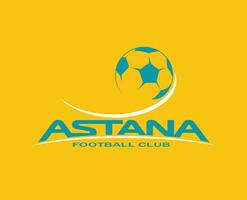 FC Astana Club Logo Symbol Kazakhstan League Football Abstract Design Vector Illustration With Yellow Background