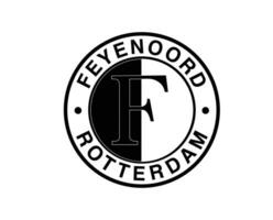 Feyenoord Rotterdam Club Logo Symbol Black Netherlands Eredivisie League Football Abstract Design Vector Illustration