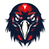 Black and red raven head emblem, AI Generative png