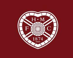 Heart of Midlothian FC Club Logo Symbol White Scotland League Football Abstract Design Vector Illustration With Maroon Background