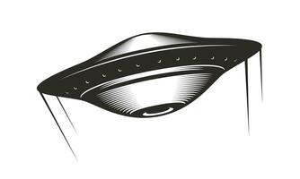 UFO flying saucer with trails, alien spaceship vector