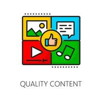 Quality content, SEM search engine marketing icon vector