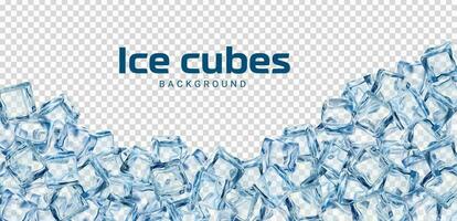 Realistic ice cubes background, crystal ice blocks vector