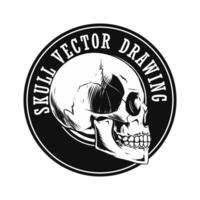 skull vector drawing from side design