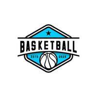 vector basketball sport logo with hexagon shield background