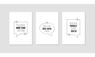 Believe in yourself never give up motivational business quote template set vector