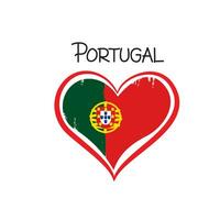 Portugal city Porto horizontal banner. Lettering I love Porto with nacional portuguese flag and love heart. Vector template for your design.