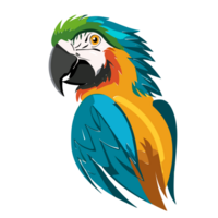 loro de rojo, amarillo y verde guacamayo ara dibujos animados pájaro diseño plano ilustración, ai generativo png