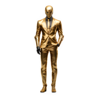 business worker male figure golden statue isolated on transparent background ,generative ai png