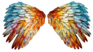 colorful angel wings ornament isolated on transparent background ,generative ai png