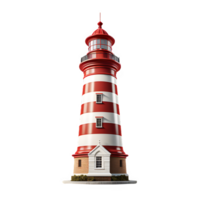 lighthouse isolated on transparent background ,red and white striped lighthouse png ,generative ai