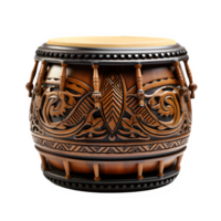 traditional drum instrument isolated on transparent background ,wooden tribal drum png generative ai