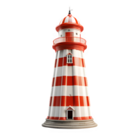 farol isolado em transparente fundo ,vermelho e branco listrado farol png , generativo ai