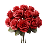 bouquet of red roses isolated on transparent background, plastic rose decoration, generative ai png