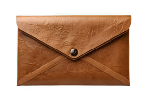 brown envelope png ,brown leather envelope isolated on transparent background ,generative ai