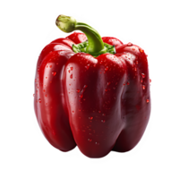 Fresh red bell pepper cut out isolated on transparent background ,generative ai png