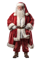 full body portrait of santa claus isolated on transparent background ,old man wearing santa claus costume png ,generative ai