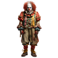 clown ghost front view png ,scary clown isolated on transparent background ,generative ai