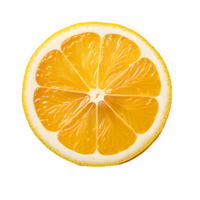 round lemon slice isolated on transparent background ,yellow lemon slice top view ,generative ai png