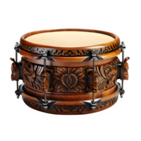 tradicional tambor instrumento isolado em transparente fundo ,de madeira tribal tambor png generativo ai
