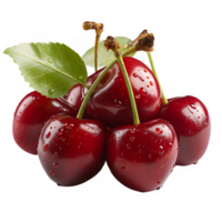 cherries isolated png ,fresh cherry fruit isolated on transparent background ,generative ai