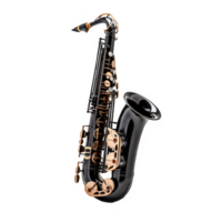 black saxophone png ,saxophone musical instrument isolated on transparent background ,generative ai