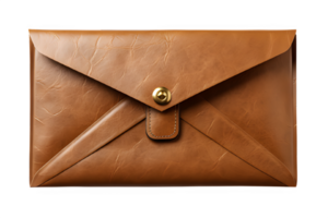 brown envelope png ,brown leather envelope isolated on transparent background ,generative ai