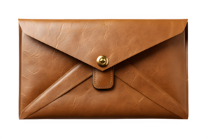 brown envelope png ,brown leather envelope isolated on transparent background ,generative ai