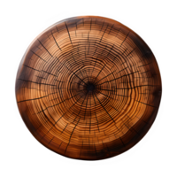 round wooden coaster top view isolated on transparent background ,generative ai png