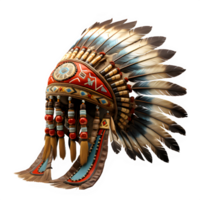 Indian tribal hat isolated on transparent background ,apache head ornament png ,generative ai