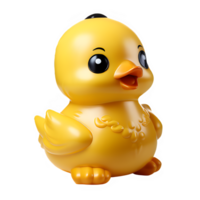 caucho Pato juguete aislado en transparente fondo, lindo el plastico amarillo Pato juguete png ,generativo ai