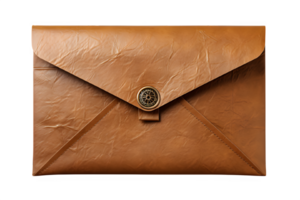 brown envelope png ,brown leather envelope isolated on transparent background ,generative ai