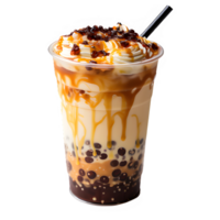 iced boba drink isolated on transparent background ,fresh drink in a plastic cup ,generative ai png