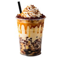 iced boba drink isolated on transparent background ,fresh drink in a plastic cup ,generative ai png