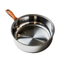 stainless steel pan isolated on transparent background ,kitchen utensil pan png ,generative ai