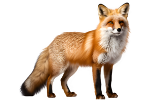 side view fox isolated png ,fox isolated on transparent background ,generative ai