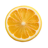 round lemon slice isolated on transparent background ,yellow lemon slice top view ,generative ai png