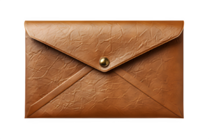 brown envelope png ,brown leather envelope isolated on transparent background ,generative ai