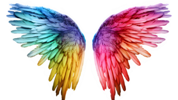 colorful angel wings ornament isolated on transparent background ,generative ai png