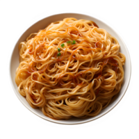 spaghetti på en tallrik isolerat på transparent bakgrund topp se ,generativ ai png